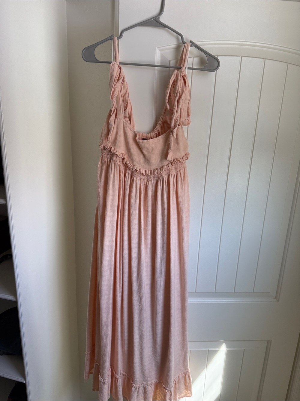 Free People Blush Pink Ruffled Maxi Dress